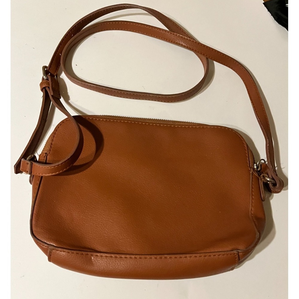OLD NAVY Crossbody Bag Womens One Size Brown Faux Leather Zip Purse
